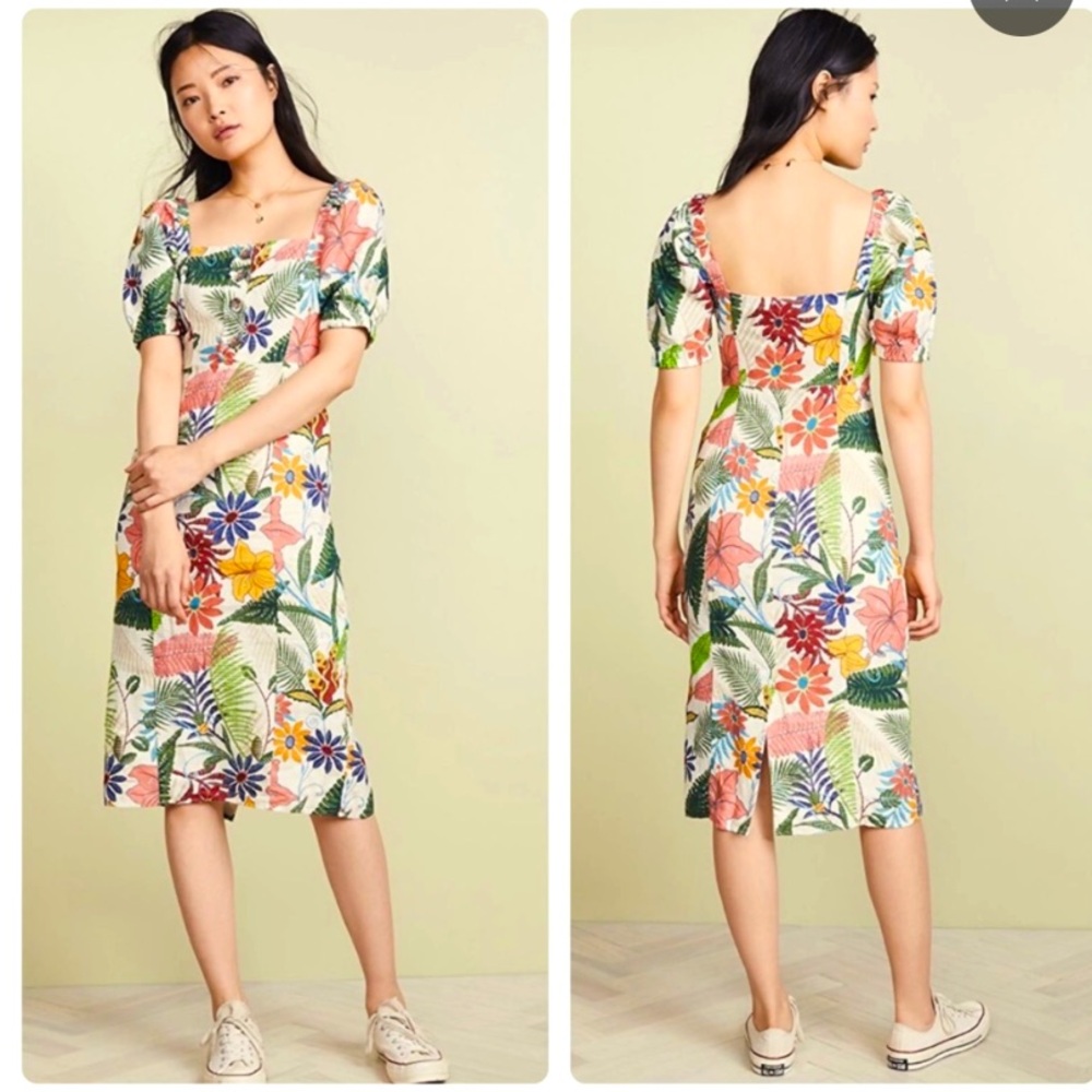 FARM Rio Anthropologie Linen Midi Dress XS